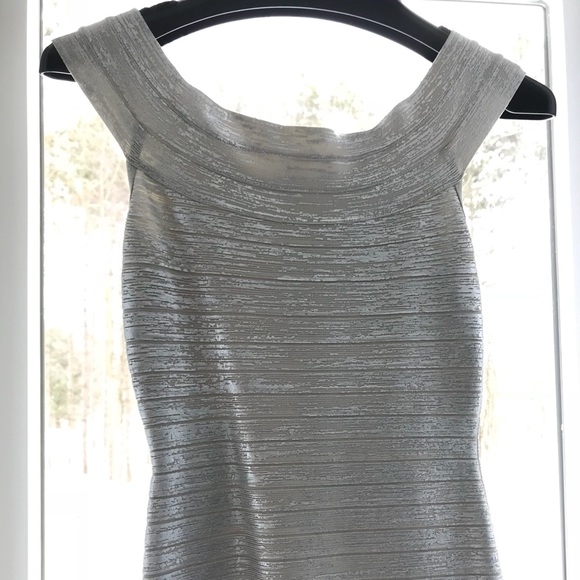 Herve Leger “Bridget” Metallic Foil Dress - Picture 2 of 8